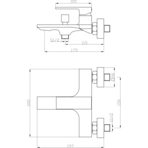 Смеситель для ванны Orange Lutz черный (M04-100b)