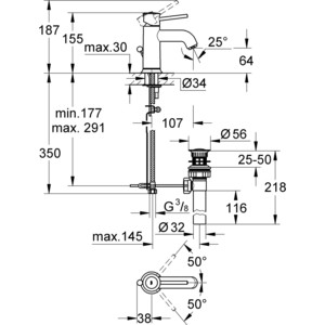 Смеситель для раковины Grohe BauClassic с донным клапаном (23161000)