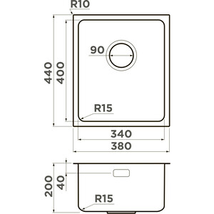 Кухонная мойка Omoikiri Tadzava 38-U/I-IN Ultra 15 нержавеющая сталь (4997113)