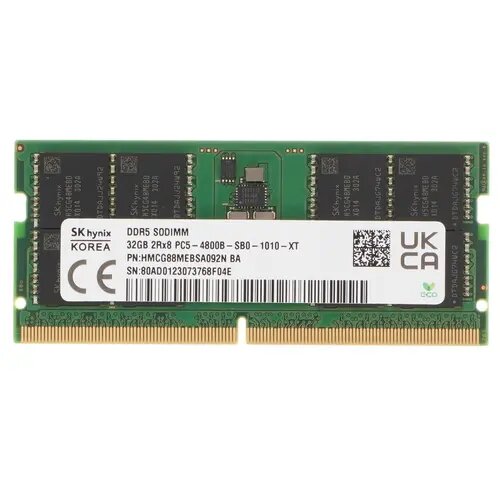Память DDR5 SODIMM 32Gb, 4800MHz, CL40, 1.1V, Hynix (HMCG88MEBSA092N) Retail