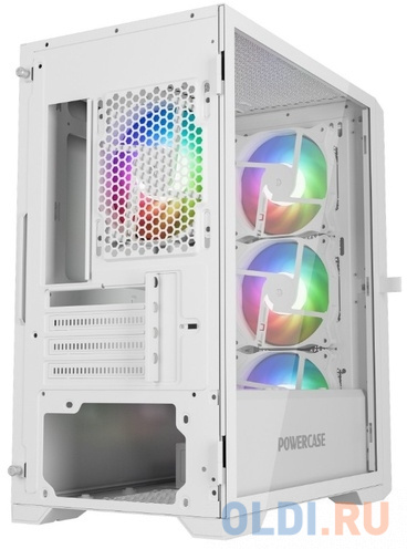 Powercase ByteFlow Micro White, Tempered Glass, 4х 120mm ARGB fans, ARGB HUB, белый, mATX  (CAMBFW-A4)