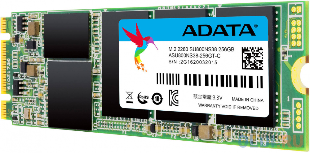 Твердотельный накопитель SSD M.2 256 Gb A-Data Ultimate SU800 Read 560Mb/s Write 520Mb/s 3D NAND TLC ASU800NS38-256GT-C