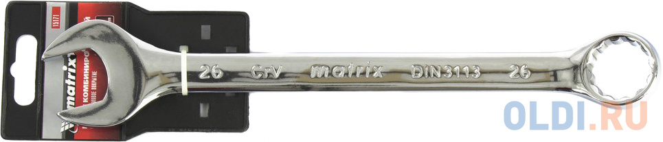 Ключ комбинированный, 26 мм, CrV, полированный хром// Matrix