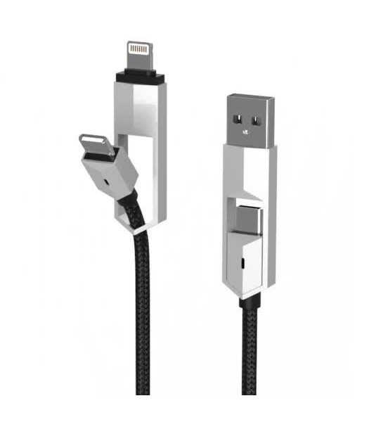Дата-кабель 4в1 PAVAREAL PA-DC01, USB/Type-C - Lightning/Type-C, 100W/65W/PD20W, черный