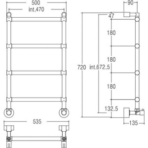 Полотенцесушитель водяной Margaroli Sole 442-4 золото (MA0442NN0408GD)