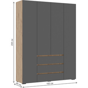 Шкаф Woodville Элла ШК 05 серый графит 0162 / дуб крафт золото (586717)