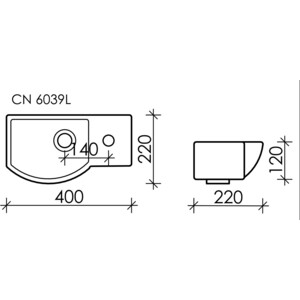 Раковина Ceramica Nova Element 40х22 левая (CN6039L) в Москвe