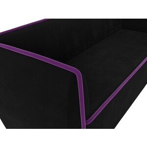 Прямой диван Лига Диванов Бергамо 3-х местный микровельвет черный\фиолетовый (112119)