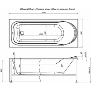 Акриловая ванна Aquanet West 170x70 с каркасом (240463) в Москвe