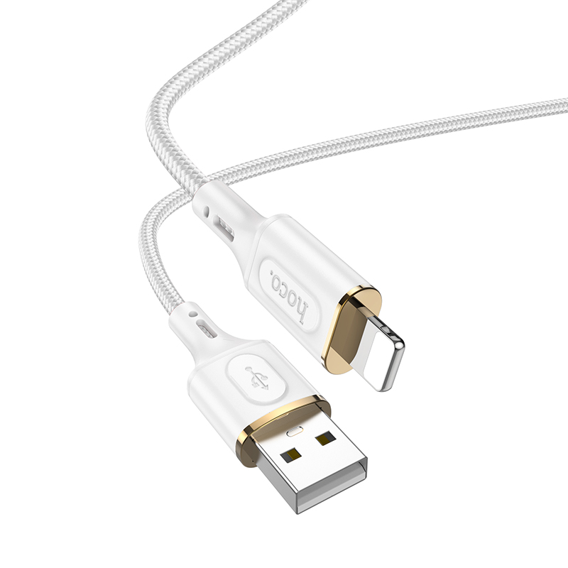 Кабель USB-Lightning 8-pin, 2.4А, 1 м, белый, HOCO Goldentop X95