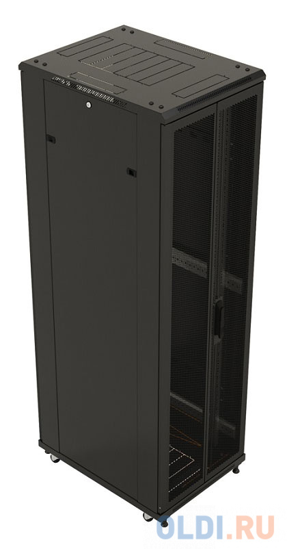 Шкаф серверный Hyperline (TTB-3266-AS-RAL9004) напольный 32U 600x600мм пер.дв.стекл задн.дв.спл.стал.лист 2 бок.пан. 800кг черный 510мм IP20 сталь