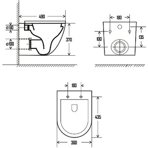 Комплект унитаза AQUAme Rimless c инсталляцией Grohe, сиденье микролифт, черный матовый (AQM2002MB, 38772001)