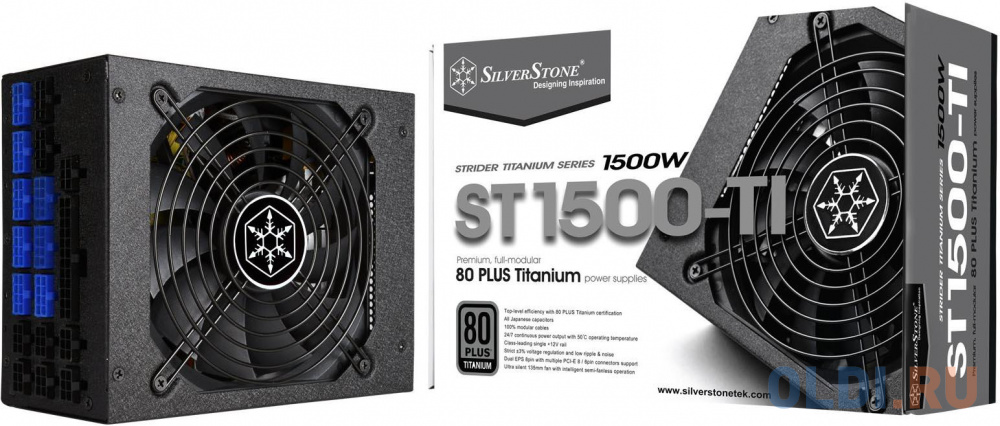 SST-ST1500-TI v2.0 Strider Titanium Series, 1500W 80 Plus Titanium ATX PC Power Supply, Low Noise 135mm, 100% modular (square type, thick cable), RTL