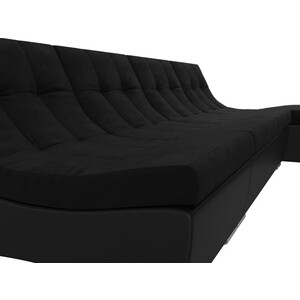Угловой модульный диван АртМебель Монреаль микровельвет черный экокожа черный