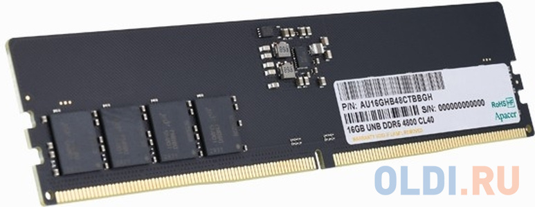 Apacer  DDR5  16GB  4800MHz DIMM (PC5-38400) CL40 1.1V (Retail) 2048*8  3 years (AU16GHB48CTBBGH/FL.16G2A.PTH)