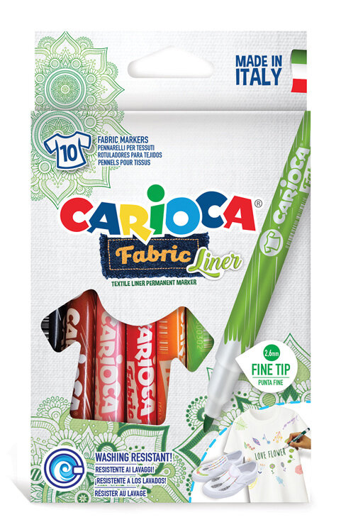 Фломастеры смываемые для ткани Carioca Fabric Liner , 10 шт. (1147011)