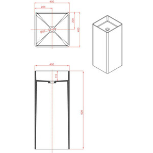 Раковина напольная Montebianco Torre 400 40x40 белая матовая (13011)