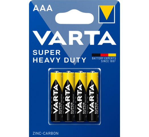 Батарея Varta Super Heavy Duty, AAA (LR03/24А), 1.5 В, 4шт. (02003101414)