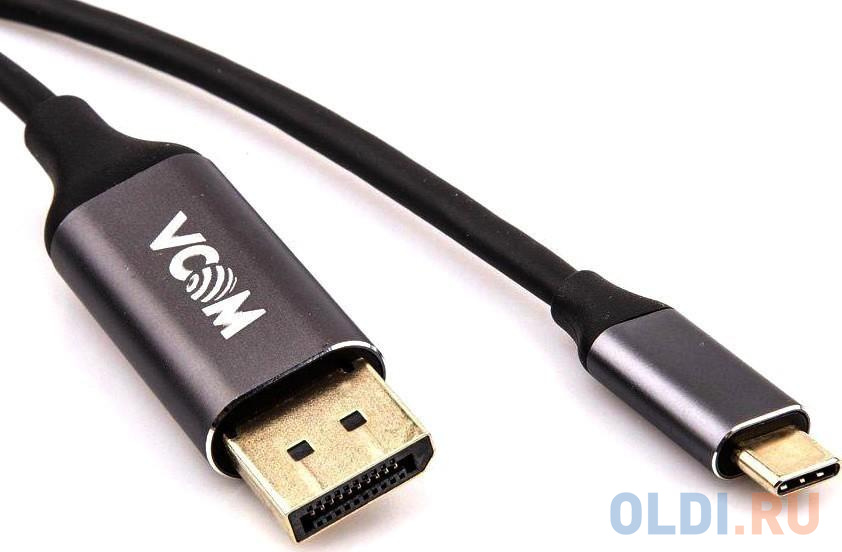 Кабель USB Type C DisplayPort 1.8м VCOM Telecom CU422MC-1.8M круглый черный