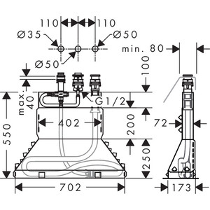 Смеситель на борт ванны Hansgrohe Talis S с механизмом, хром (72416000, 13437180)