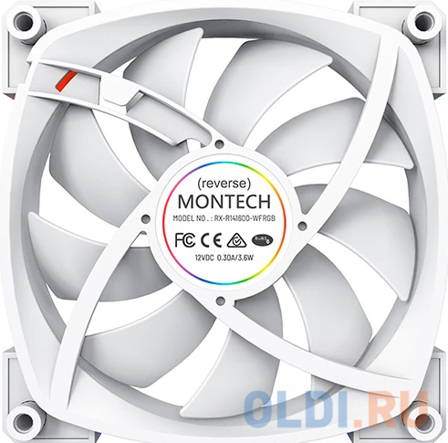 Вентилятор для корпуса Montech RX140 Reverse ARGB 140х140x25 белый 4-pin 27.9дБ (RX140 PWM WHITE) Ret в Москвe