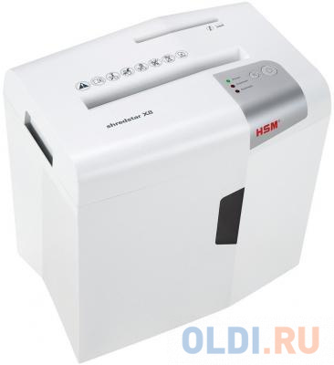 Шредер HSM Shredstar X8-4.5x30 WHITE (DIN P-4 O-1 T-2 E-2 F-1) фрагм.4,5х30мм,9 листов,18 литров,Уничт.скобы,скрепки,пл.карты,CD