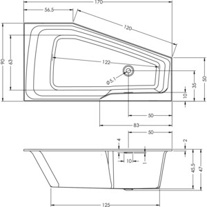 Акриловая ванна Riho Rething Space Fall 170x90 R правая, с каркасом, заполнение через перелив (B113006005, 2YNST2047) в Москвe