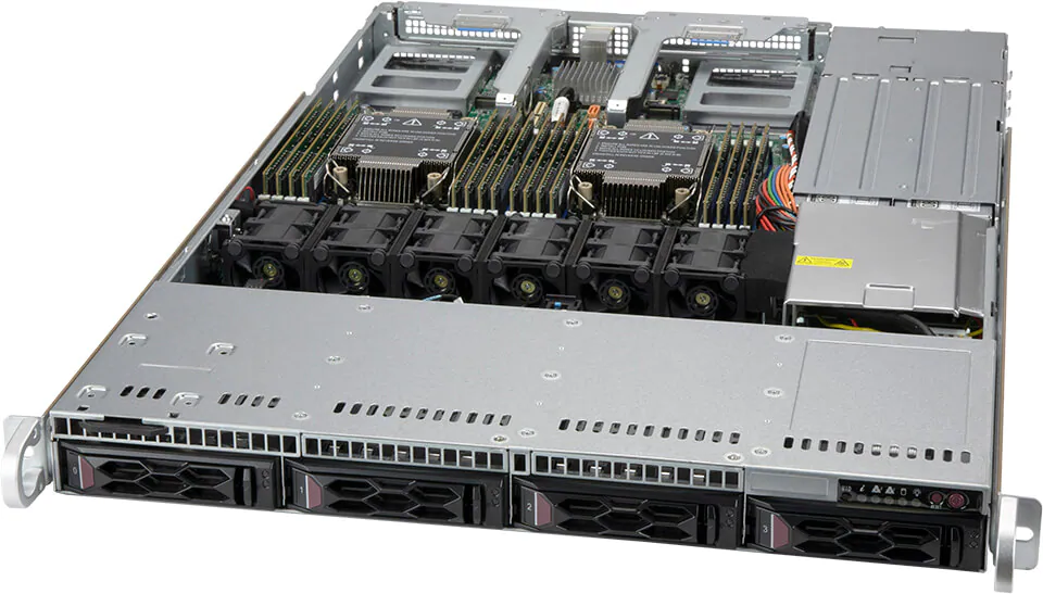 Серверная платформа SuperMicro SuperServer SYS-610C-TR, 2xSocket4189, 16xDDR4, 4x3.5 HDD HS, 2xM.2-PCI-E, No LAN, IPMI, Redundant 2x860 Вт, 1U (SYS-610C-TR)