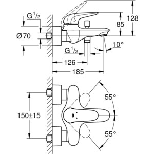 Смеситель для ванны Grohe Eurostyle хром (23726003)