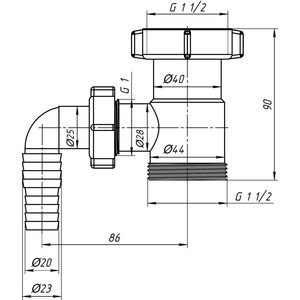 Отвод стиральной машины АНИ пласт 1 1/2х1 1/2 (M110)