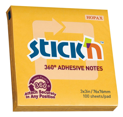 Блок самоклеящийся (стикеры) STICK`N, 100 листов, оранжевый (21551)