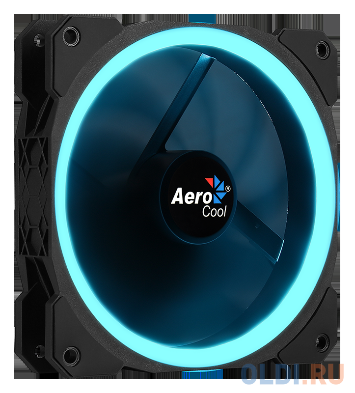 Вентилятор Aerocool ORBIT , 120x120x25мм, 16,8 млн. цветов, RGB подсветка в виде двойного кольца, 3-Pin, 1200 об/мин, 55,9 CFM, 14,1 дБА в Москвe