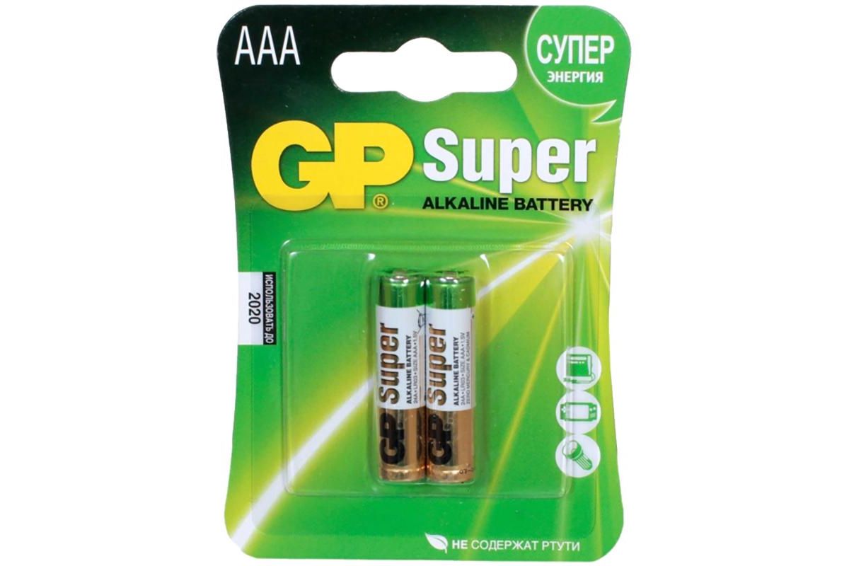 Батарея GP Super Alkaline, AAA (LR03/24А), 1.5V, 2 шт. (GP 24A-2CR2 20/160) в Москвe