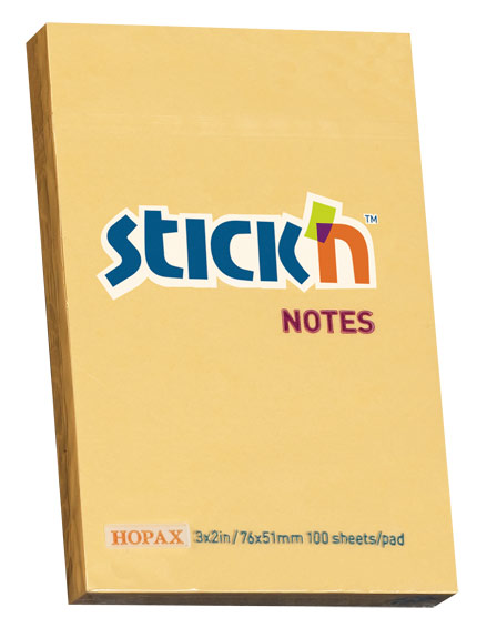 Блок самоклеящийся (стикеры) STICK`N, 100 листов, пастельный, оранжевый (21390)