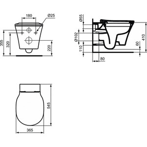 Унитаз подвесной безободковый Ideal Standard Connect Air с сиденьем микролифт (K819501)