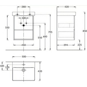 Тумба с раковиной Kerama Marazzi Pro 50 белая (PRO.50.2\WHT, PROR.wb.50) в Москвe