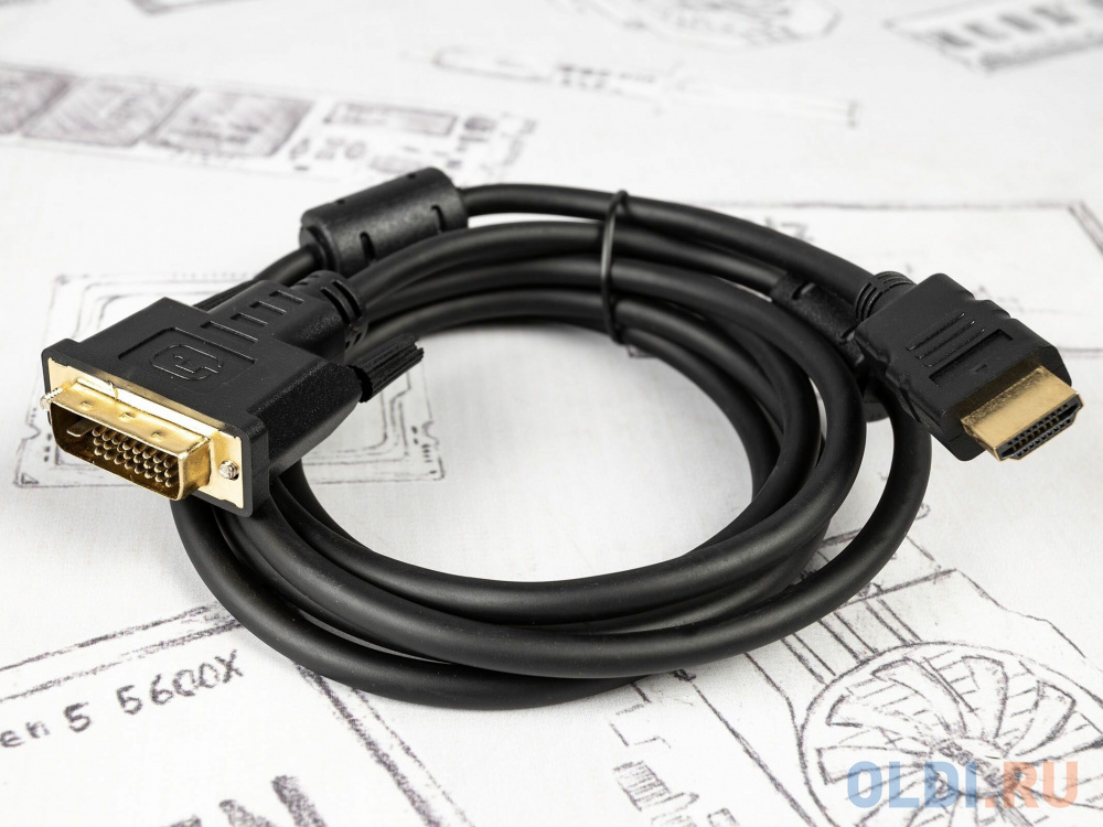 Кабель HDMI-DVI ExeGate EX-CC-HDMIM-DVIM-1.8 (19M/19M, single link, 1,8м,позолоченные контакты)