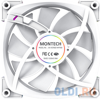 Вентилятор для корпуса Montech AX120 ARGB 120х120x25 белый 4-pin 27дБ (упак.:3шт) (AX120 PWM WHITE 3 IN 1) Ret