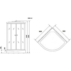 Душевая кабина Niagara NG-3304-14 90х90х215