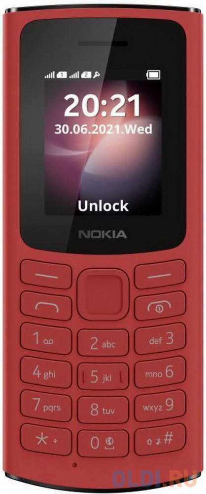 Мобильный телефон Nokia 105 4G DS 0.048 красный моноблок 3G 4G 2Sim 1.8&quot; 120x160 Series 30+ GSM900/1800 GSM1900 FM