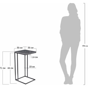 Придиванный столик Bradex Loft 35x35 белый мрамор с белыми ножками (RF 0356)