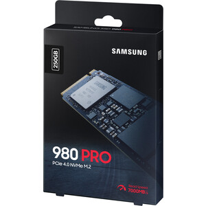 SSD накопитель Samsung 250GB 980 PRO, M.2, PCI-E 4.0 x4, 3D MLC NAND [R/W - 6400/2700 MB/s]