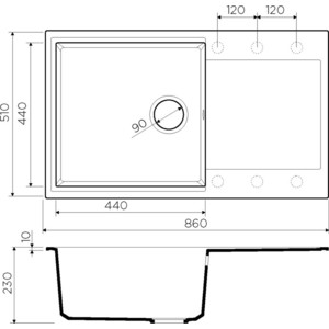 Кухонная мойка и смеситель Omoikiri Daisen 86 GR Nagano ленинградский серый (4993698, 4994219)