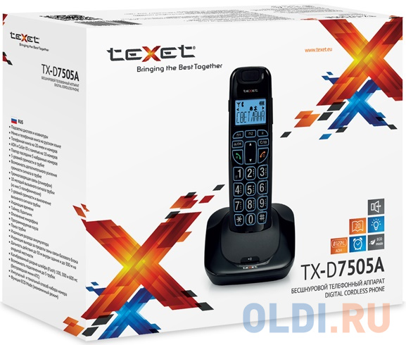 Радиотелефон DECT Texet TX-D7505А черный в Москвe