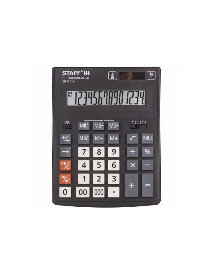 Калькулятор настольный STAFF PLUS STF-333 (200x154мм), 14 разрядов, двойное питание, 250416