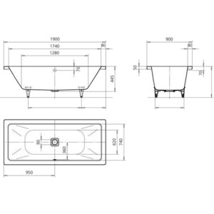 Ванна стальная Kaldewei Conoduo 734 Easy-Clean 190x90 см (235200013001)