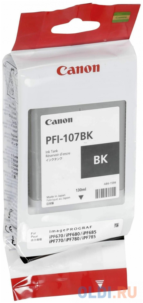 Картридж Canon PFI-107 BK для iPF680/685/780/785 130мл черный 6705B001