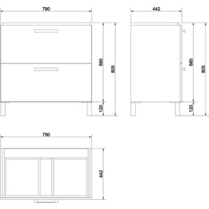 Тумба с раковиной Cersanit Melar 80 белая, с ножками (64130, S-UM-COM80/1-w, ZB-NOGA-KPL2)