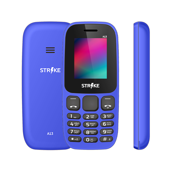 Мобильный телефон Strike A13, 1.77" 160x128 TFT, 32Mb RAM, 32Mb, BT, 2-Sim, 600 мА·ч, micro-USB, темно-cиний