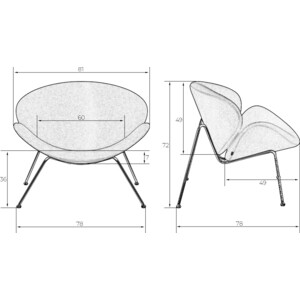 Кресло дизайнерское Dobrin EMILY LMO-72 синяя ткань AF6, хромированная сталь